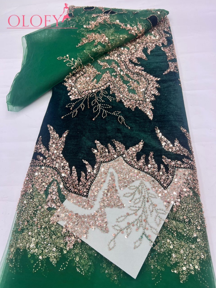 Velvet Fabric Embroidery - 최신 아프리카 벨벳 레이스 원단 나이지리아