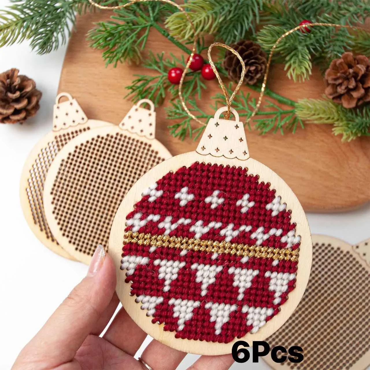 Embroidery Xmas Tree - 12Pcs 크리스마스 크로스 스티치 구멍 조각