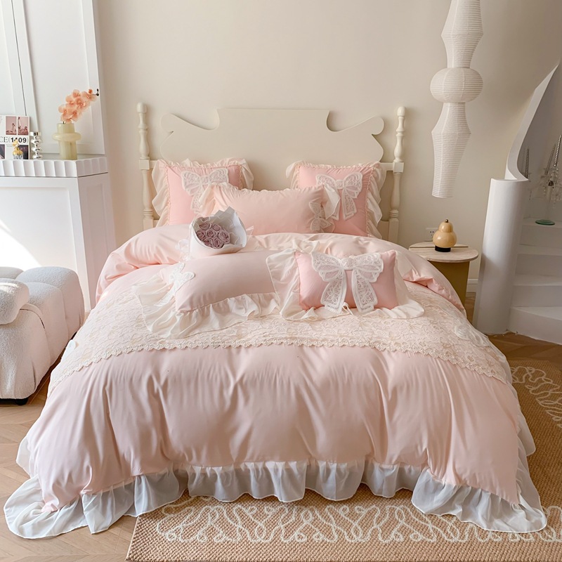 Embroidery Quilt Cover - 3차원 자수 미적 레이스 워시 코튼