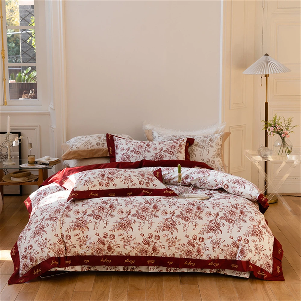 Embroidery Quilt Cover - 미국산 프린트 로맨틱 프리미엄 자수 웨딩