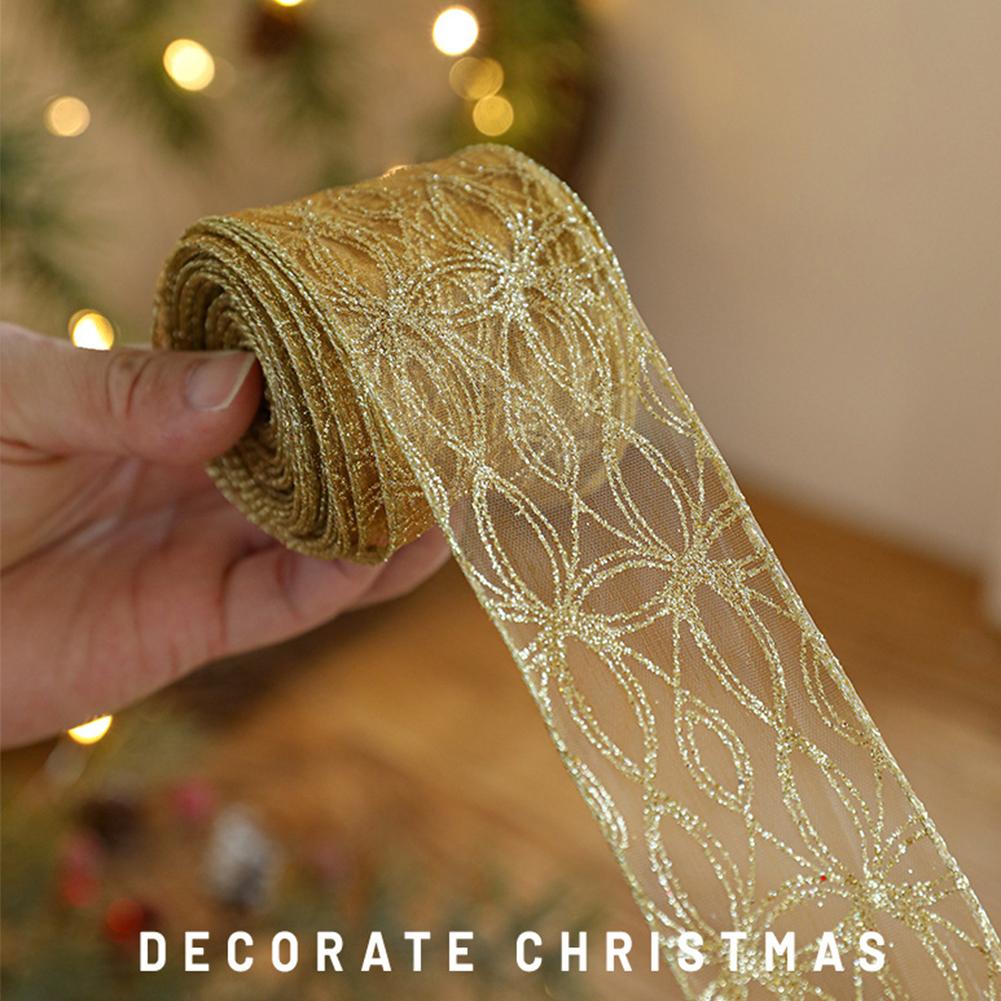 2M 골드 글리터 오간자 와이어드 엣지 리본 크리스마스 - Embroidery Xmas Tree 리뷰 및 가격