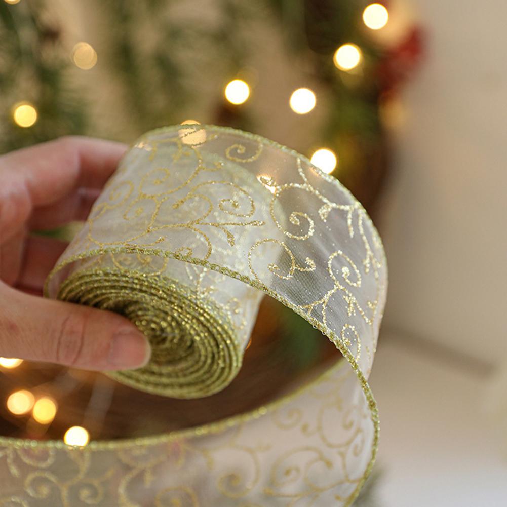 2M 골드 글리터 오간자 와이어드 엣지 리본 크리스마스 - Embroidery Xmas Tree 리뷰 및 가격