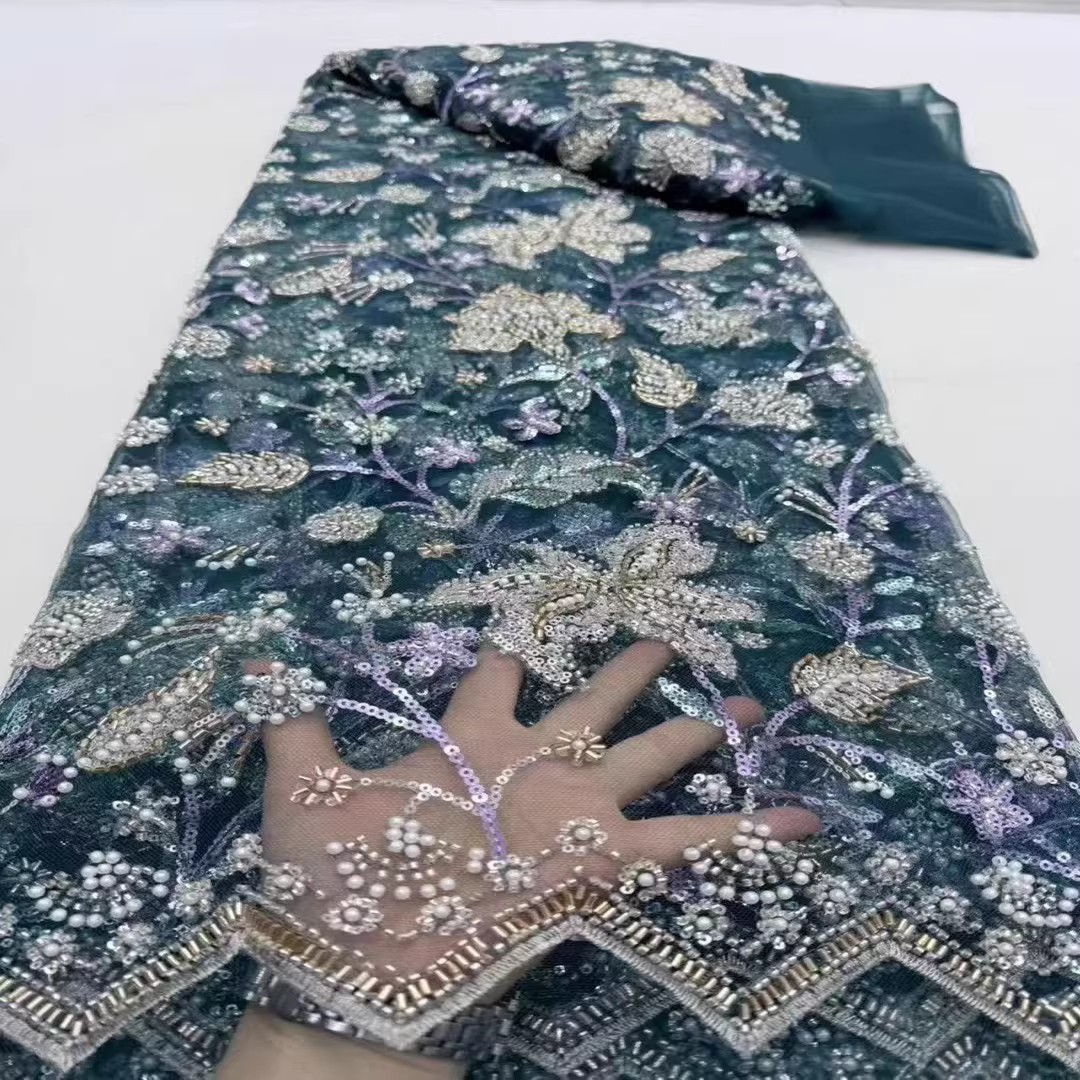 5야드 스팽글 비즈 튜브 자수 원단 의류용 고급 치파오 - Embroidery Tulle 리뷰 및 가격