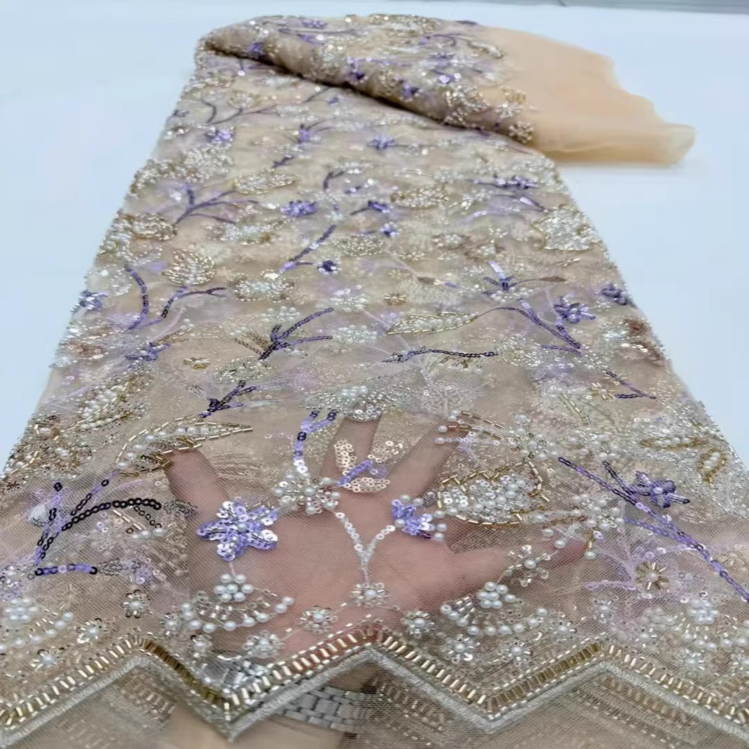 5야드 스팽글 비즈 튜브 자수 원단 의류용 고급 치파오 - Embroidery Tulle 리뷰 및 가격