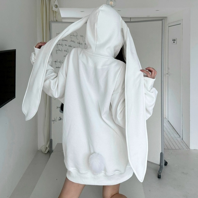2025 가을 귀여운 토끼 큰 귀 후드티 긴팔 후드 스 - Embroidery Zip Up Hoodie 리뷰 및 가격