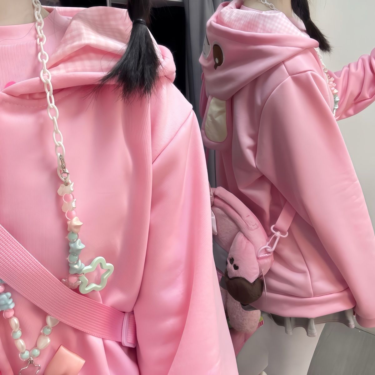 일본 만화 자수 딸옷 조지후쿠 귀여운 후드티 여성 가을 - Embroidery Zip Up Hoodie 리뷰 및 가격