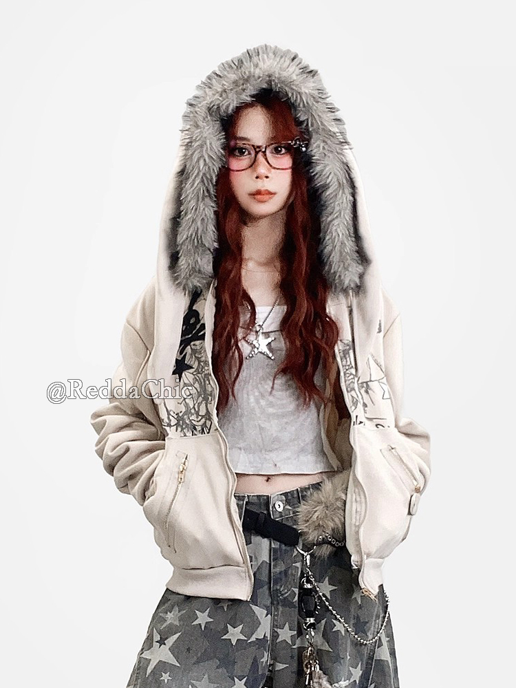 REDDACHiC 미적 지퍼 업 그래픽 후드 재킷 토끼 - Embroidery Zip Up Hoodie 리뷰 및 가격