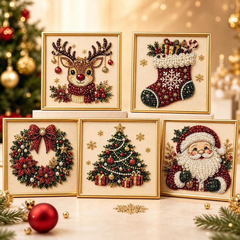 새로운 핫 크리스마스 산타클로스 진주 아트 DIY 키트 - Embroidery Xmas Kits 리뷰 및 가격