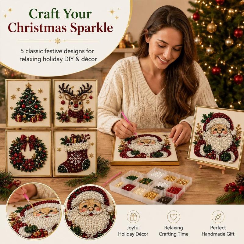 새로운 핫 크리스마스 산타클로스 진주 아트 DIY 키트 - Embroidery Xmas Kits 리뷰 및 가격