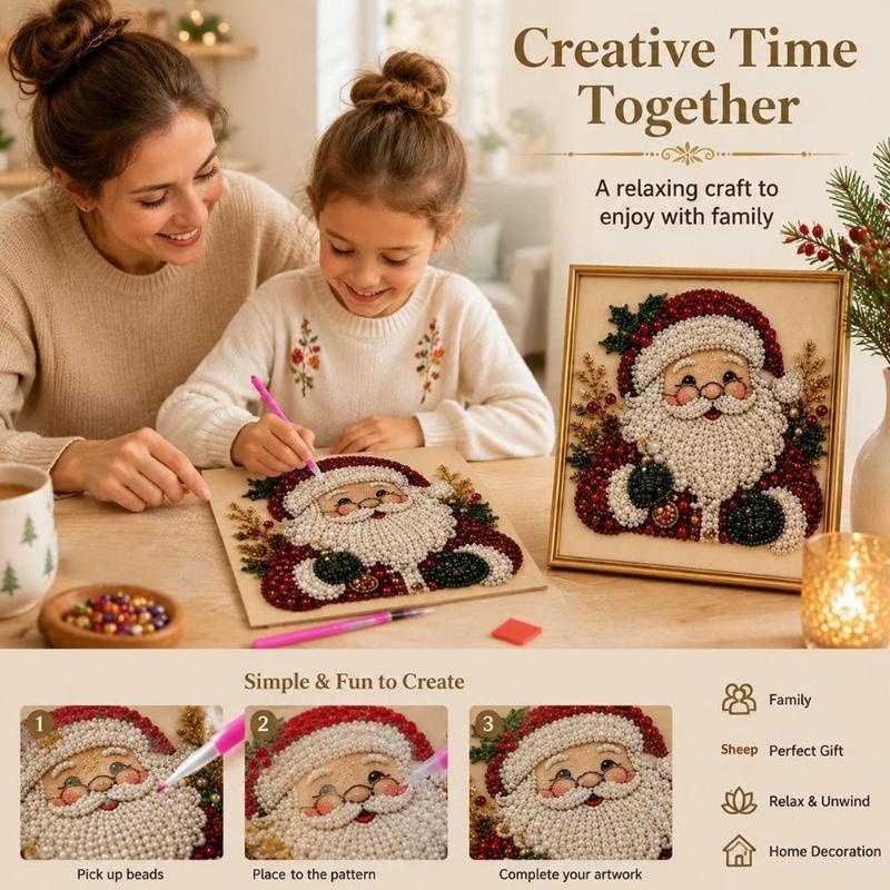 새로운 핫 크리스마스 산타클로스 진주 아트 DIY 키트 - Embroidery Xmas Kits 리뷰 및 가격