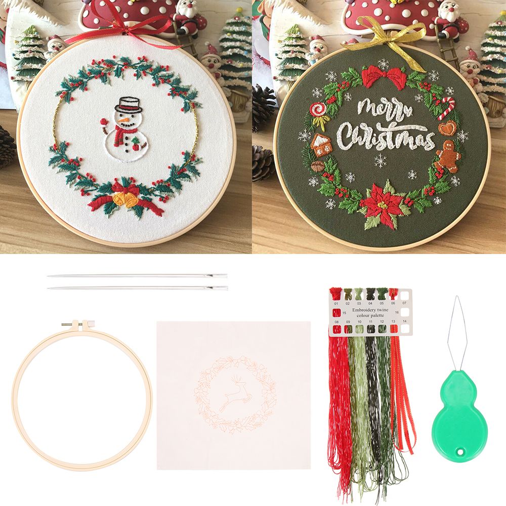 예술 바느질 액세서리 바늘 스레드 바늘 펀치 자수 후프 - Embroidery Xmas Kits 리뷰 및 가격