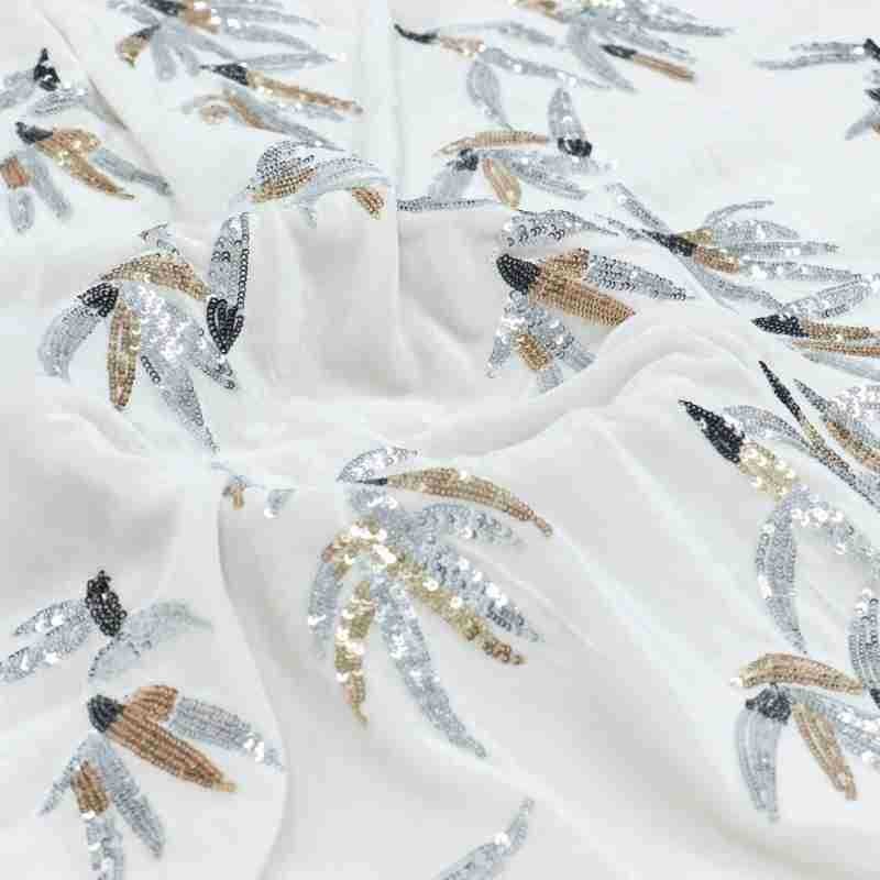 화이트 입체 꽃 실크 스팽글 자수 조젯 벨벳 웨딩 드레 - Velvet Fabric Embroidery 리뷰 및 가격