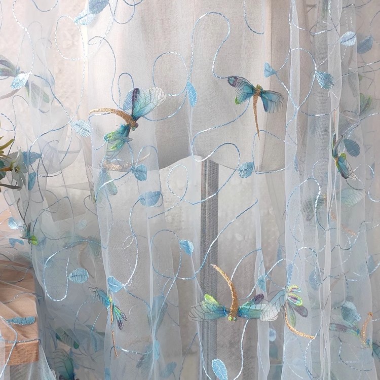 1야드 블루 핑크 메쉬 원단 입체 자수 웨딩 드레스,  - Embroidery Tulle 리뷰 및 가격