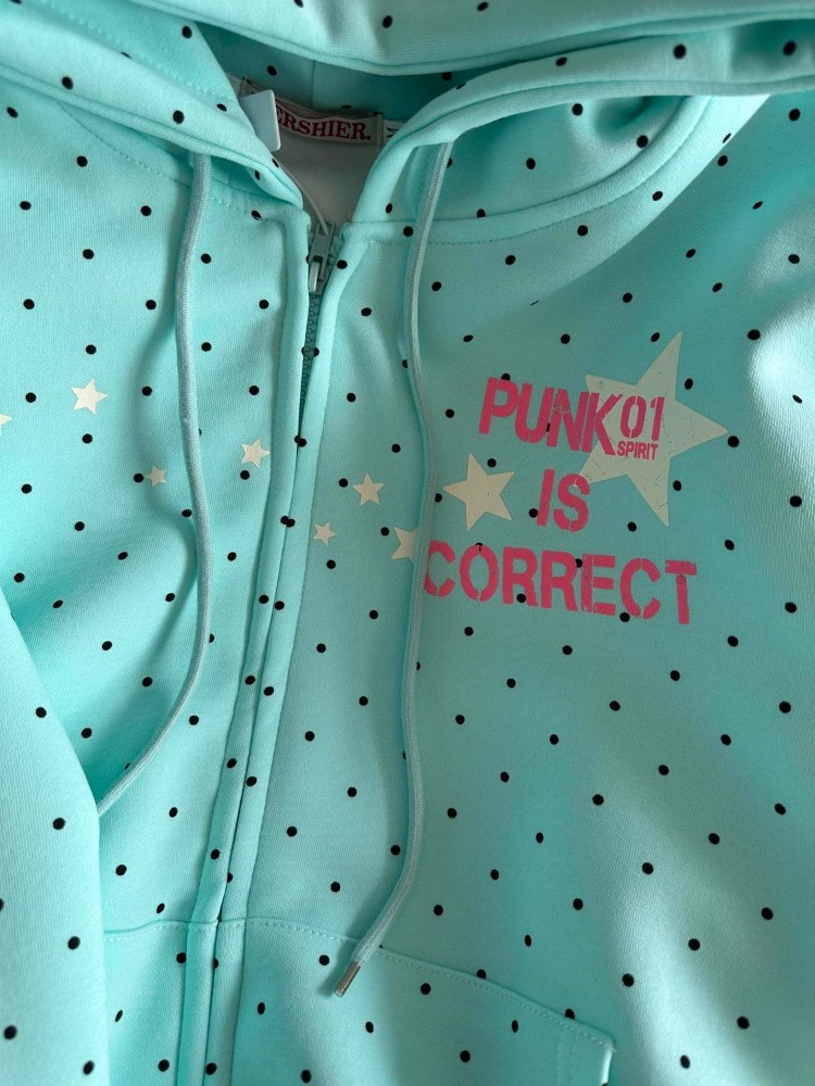Y2k 새 봄 패션 아메리칸 스타일 폴카 도트 스타 스 - Embroidery Zip Up Hoodie 리뷰 및 가격