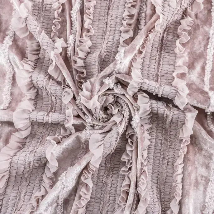 새로운 벨벳 스트레치 원단, 3D 주름 장식 가장자리와 - Velvet Fabric Embroidery 리뷰 및 가격