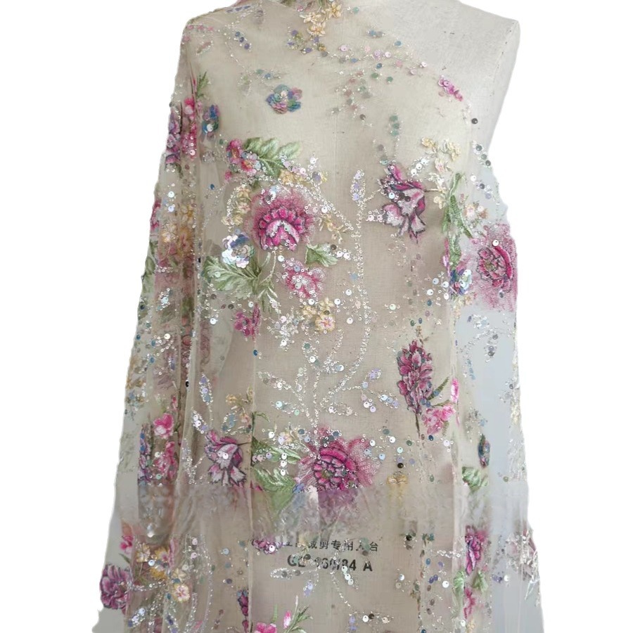 1M 120Cm 와이드 럭셔리 비즈 레이스 원단 3D  - Embroidery Tulle 리뷰 및 가격