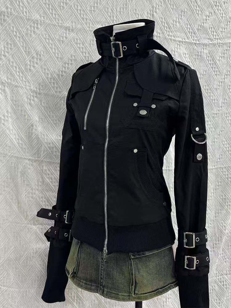 Y2K 고딕 블랙 슬림 더블 지퍼 후드티 여성용 Y2K - Embroidery Zip Up Hoodie 리뷰 및 가격