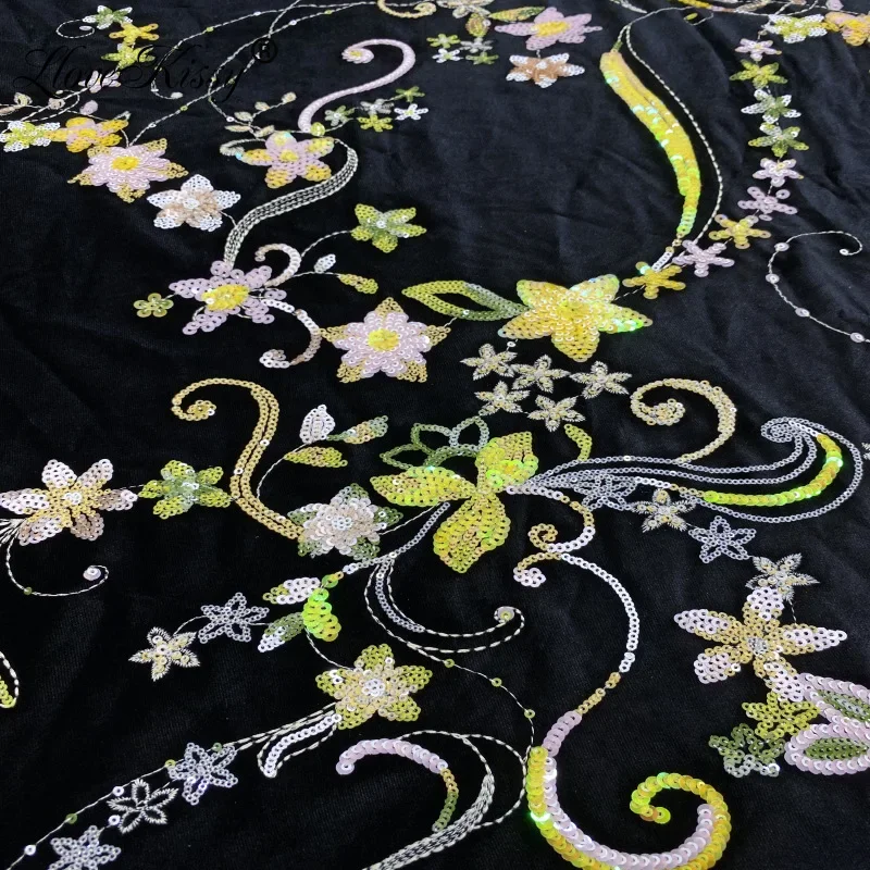 블랙 벨벳 자수 원피스 코트, 화려한 스팽글 원단 스커 - Velvet Fabric Embroidery 리뷰 및 가격